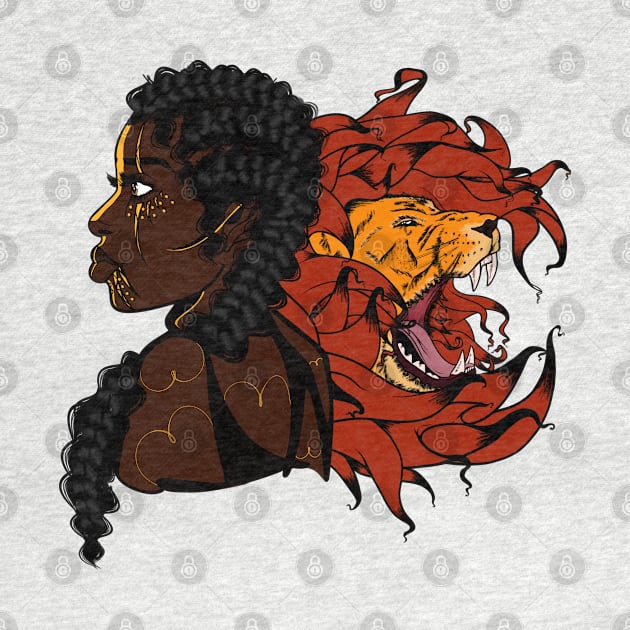 African Royalty and a beast by LaTresha Draws